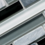 Стъклокерамична мозайка Glass & Stone Mix Strip Black